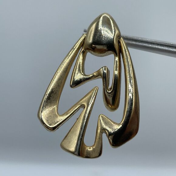 Vintage Andrew Scott Gold Tone Statement Door Knocker Post Setting Earrings - Picture 4 of 5